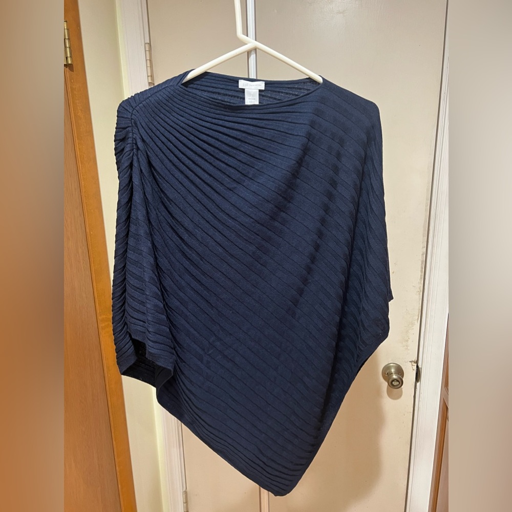 J.Jill Silk & Cotton Navy Blue Ribbed Throw OS NWT